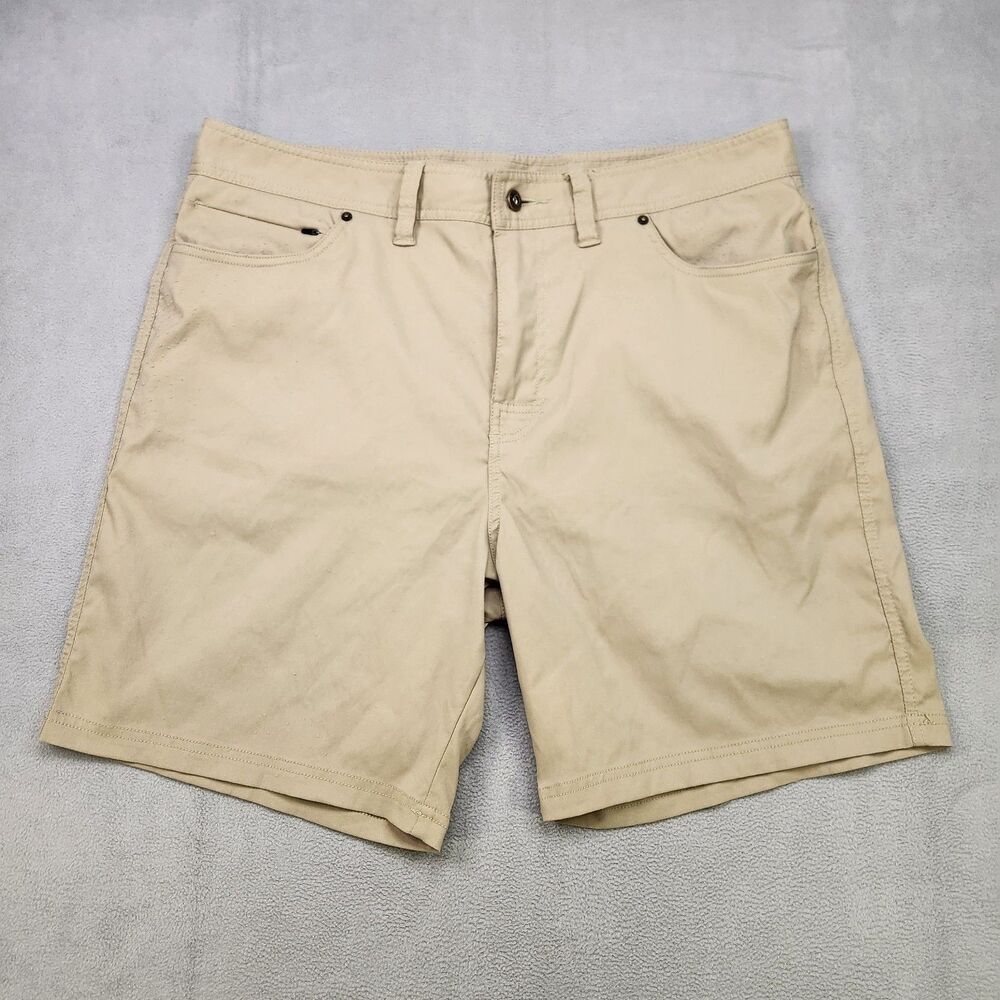 Prana Stretch Zion 5-Pocket Shorts Men's 38 Beige Performance Stretch UPF 50+ 8"